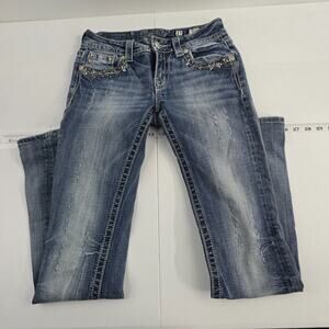 Miss Me Jeans boot cut JE8007BX denim womens size 27 medium wash embroidered